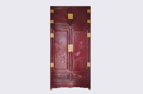 沧县高端中式家居装修深红色纯实木衣柜