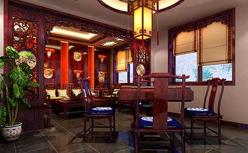 沧县古典中式风格茶楼包间设计装修效果图